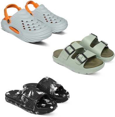 Acorn Men Slides(Grey, Olive, Black , 10)