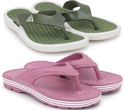 Kapani Fashion Women Women Combo Pack of 2 Lightweight Flipflops, Slipper, Slides (Green, Pink , 8) Slippers(Green, Pink , 8)
