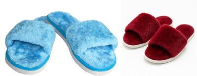 rexizone Women Flip Flops(Maroon, Blue , 6)