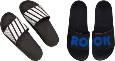 nvisan Men Slides(Grey, Blue, Black , 6)