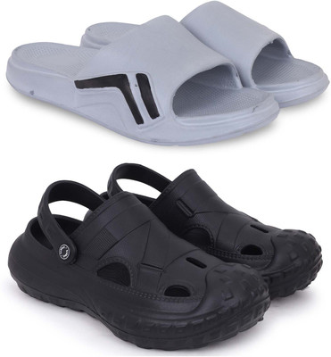 KAPYANSH Men Slippers(Grey, Black , 7)