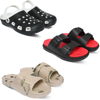 Acorn Men Slides(Black, Red, Beige , 10)