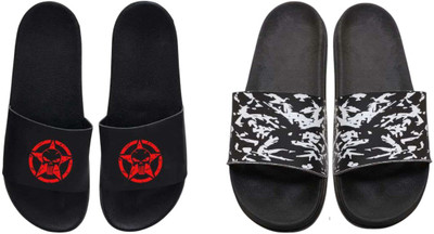 nvisan Men Slides(White, Red, Black , 10)