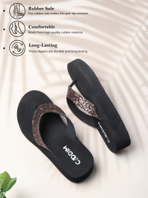 Caddim Women Slippers(Black , 6)