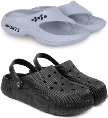 Pampy Angel Men Slippers(Grey, Black , 7)