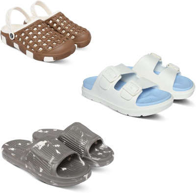 Acorn Men Slides(Brown, Blue, Grey , 8)