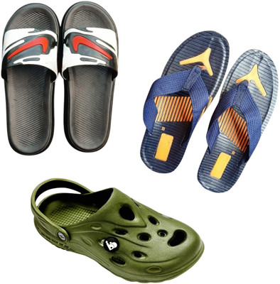 BLIBBERS Men Slippers(Black, Blue, Green , 7)