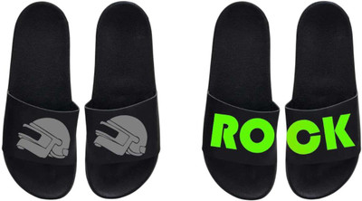 nvisan Men Slides(Grey, Green, Black , 6)