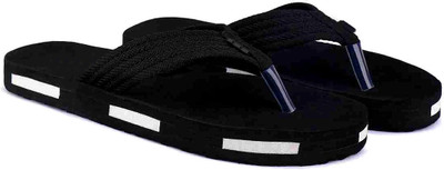 house of common Men Flip Flops(Black , 8)