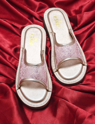 PEEK Women Flats(Gold, Pink , 8)