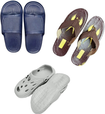 BLIBBERS Men Slippers(Navy, Brown, Off White , 8)