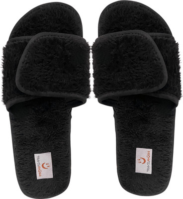 TRAVELKHUSHI Men Slides(Black , 5)