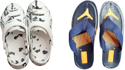 BLIBBERS Men Slippers(White, Blue , 6)