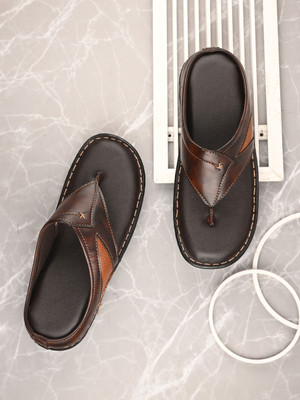 FAV SHOES Men Flip Flops(Brown , 10)