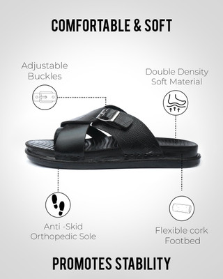 Cushiva Men Slippers(Black , 9)
