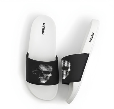 nvisan Men Flip Flops(White , 9)