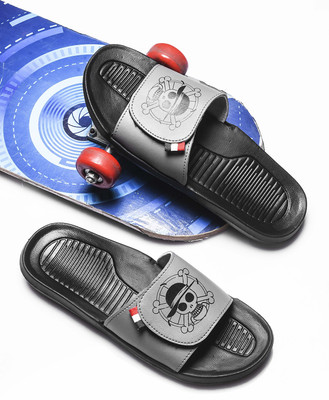 Foot Print Men Slides(Grey , 9)