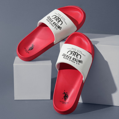 U.S. POLO ASSN. Men Slides(White, Red , 6)
