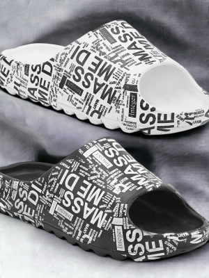 SCETTRO Men Slides(Grey , 8)
