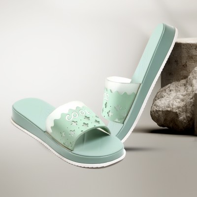 CIPTO COMFORT Women Slides(Green , 4)