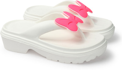 Myshtezia Women Flip Flops(White , 7)