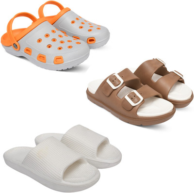 Acorn Men Slides(Orange, Tan, White , 8)