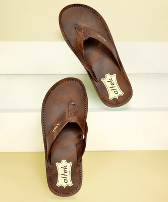 Altek Men Flip Flops(Brown , 8)
