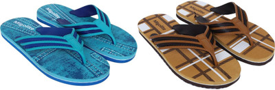 MIGOLITE Men Flip Flops(Blue, Brown , 10)