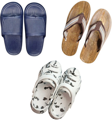 BLIBBERS Men Slippers(Navy, Brown, White , 8)