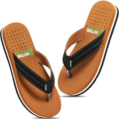 DOCTOR HEALTH Men Extra soft|Soft|Orthopedic|Comfortable|Ultra Soft|Men Slippers Flip Flop Slippers(Tan , 8)