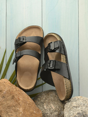 Layasa Men Slides(Brown, Black , 9)