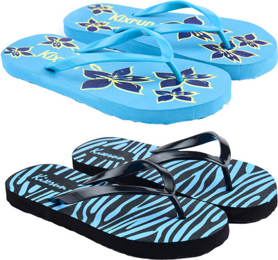 Kixrun Women Flip Flops(Multicolor , 6)