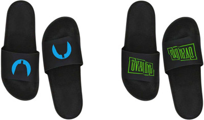 nvisan Men Slides(Blue, Green, Black , 9)