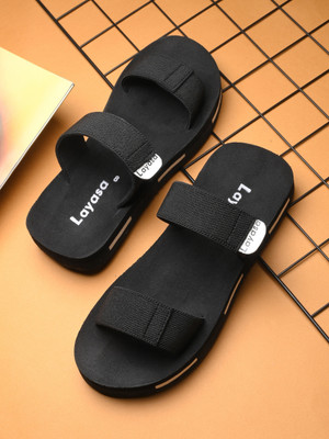Layasa Men Flip Flops(Black , 8)