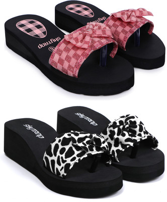 Bizwiz Women Slippers(Pink, White , 7)