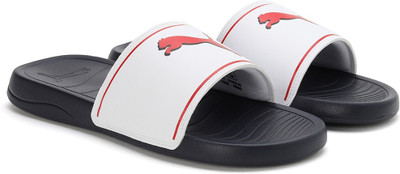 PUMA Men Marine 393452 Men Slides| Stylish | Comfy | Super soft | Ultra-Light | Slippers| Slides(Black, White , 10)