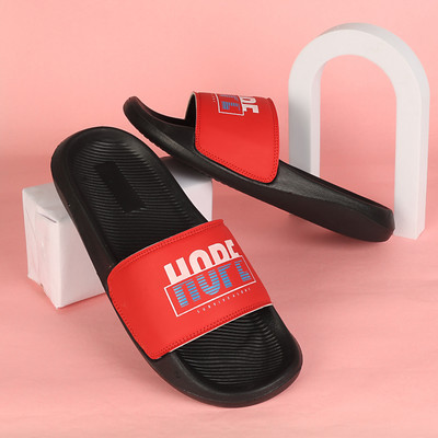 Foot Print Men Slides(Red , 9)