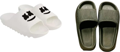 Sirex Men Slides(Green, White , 10)