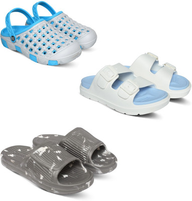 Acorn Men Slides(Blue, Grey, White , 10)
