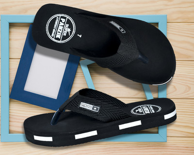 PANZIK Men Flip Flops(Black , 10)