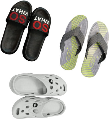 BLIBBERS Men Slippers(Black, Grey, Off White , 9)