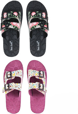 TWO SOFT Women Slides(Multicolor , 8)
