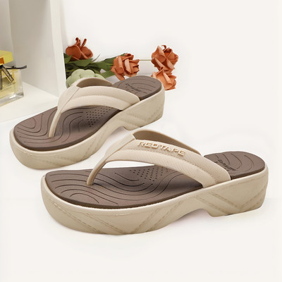 RED TAPE Women Flip Flops(Beige , 8)