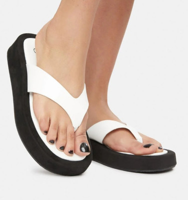 Gloglamp Women Slides(Black, White , 7)