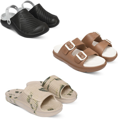 Acorn Men Slides(Black, Tan, Beige , 10)