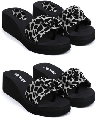 HOC Women Slippers(Black , 6)