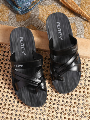 FLITE Men Flip Flops(Black , 8)
