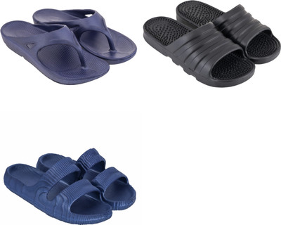 house of common Men Slippers(Blue, Black , 10)