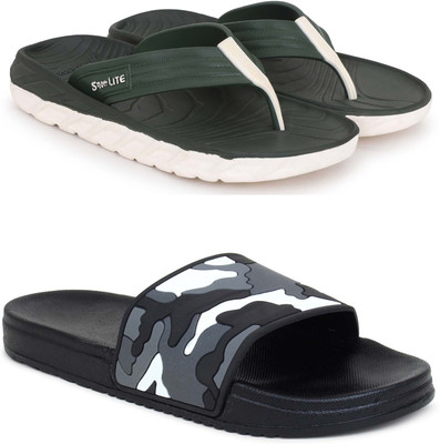 Kapani Fashion Men Slippers(Green, Black , 6)