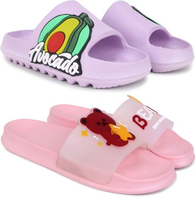 KAPYANSH Women Slides(Purple, Pink , 4)